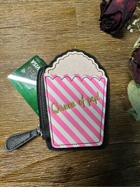 Pink Stripe "Queen of Pops" Novelty Card ,coin Wallet